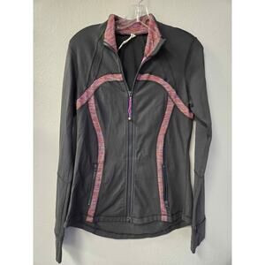 Lululemon Define Jacket Luon Black Multi-Color Stripe Embroidered Sun Size 10